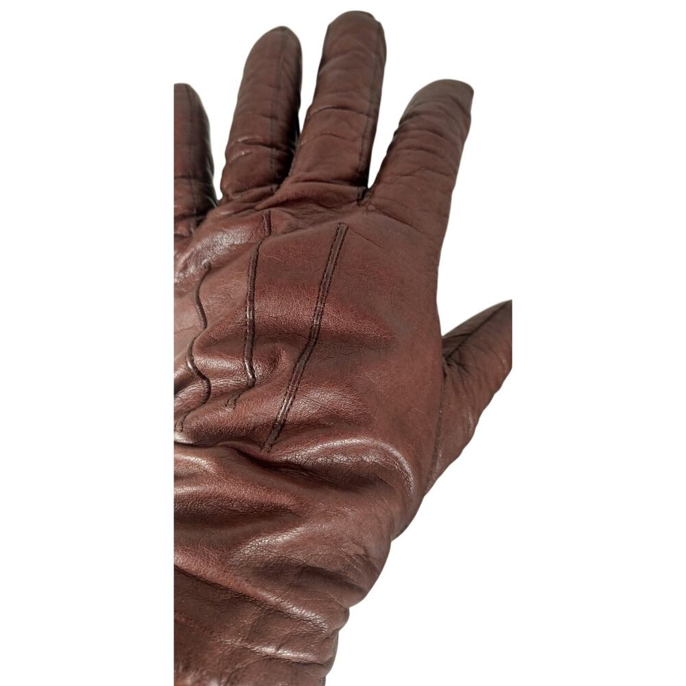 Vintage Aris Leather Gloves 100% Wool Lined Brown Winter Driving Size 8 Heritage - Picture 4 of 10